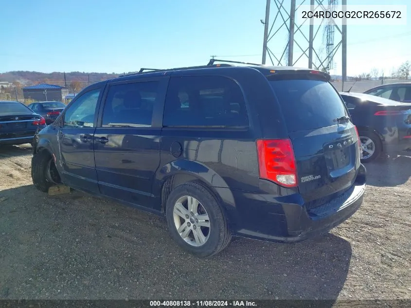 2012 Dodge Grand Caravan Sxt VIN: 2C4RDGCG2CR265672 Lot: 40808138