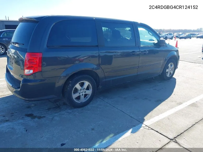 2C4RDGBG4CR124152 2012 Dodge Grand Caravan Se/Avp