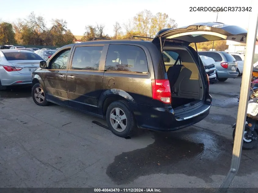 2012 Dodge Grand Caravan Sxt VIN: 2C4RDGCG6CR373342 Lot: 40843470