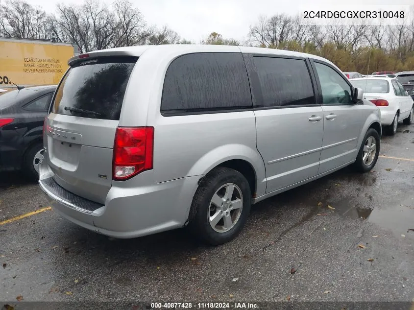 2C4RDGCGXCR310048 2012 Dodge Grand Caravan Sxt