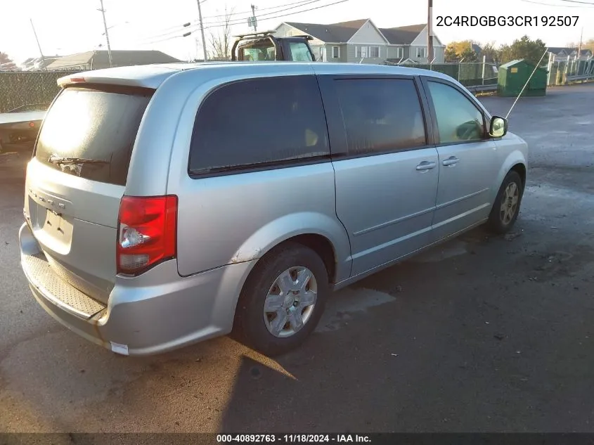 2C4RDGBG3CR192507 2012 Dodge Grand Caravan Se/Avp