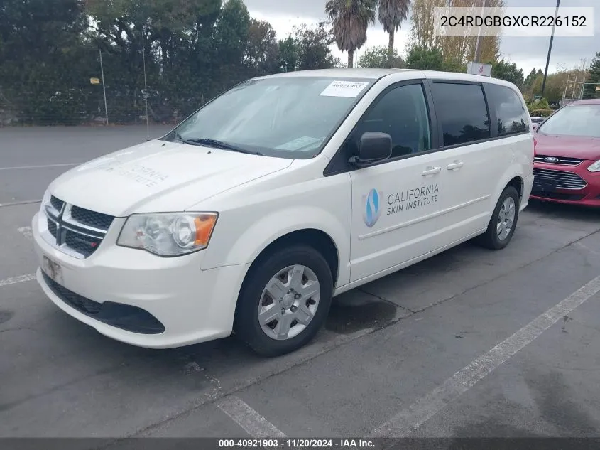 2012 Dodge Grand Caravan Se/Avp VIN: 2C4RDGBGXCR226152 Lot: 40921903