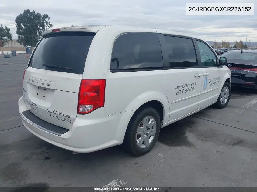 2012 Dodge Grand Caravan Se/Avp VIN: 2C4RDGBGXCR226152 Lot: 40921903