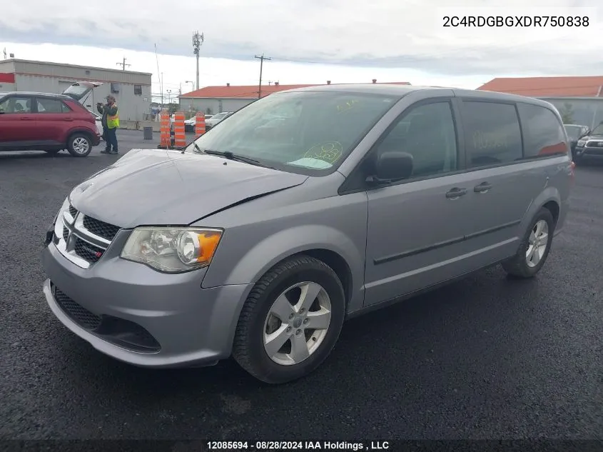 2013 Dodge Grand Caravan Se/Sxt VIN: 2C4RDGBGXDR750838 Lot: 12085694