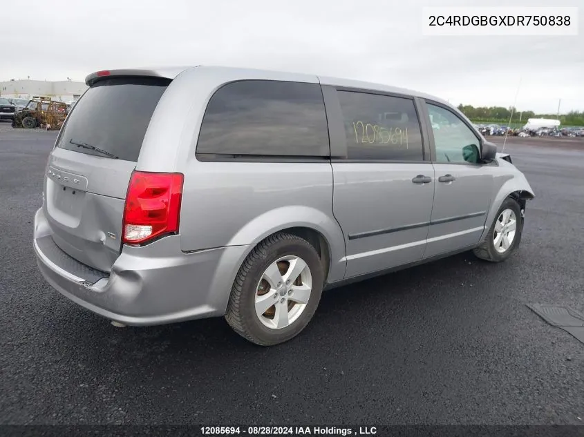 2013 Dodge Grand Caravan Se/Sxt VIN: 2C4RDGBGXDR750838 Lot: 12085694