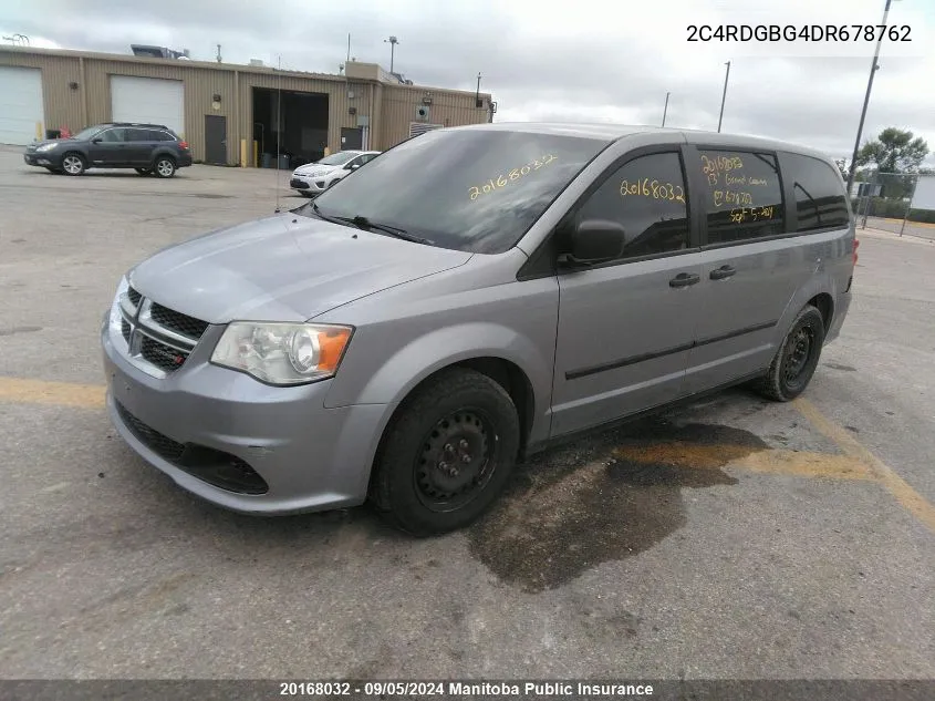 2013 Dodge Grand Caravan Se VIN: 2C4RDGBG4DR678762 Lot: 20168032