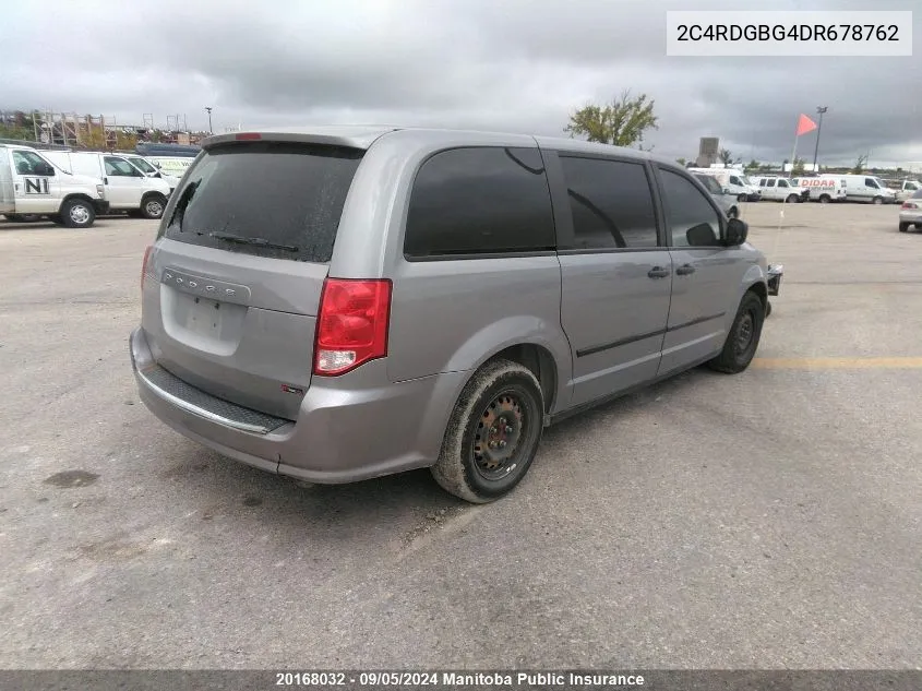 2013 Dodge Grand Caravan Se VIN: 2C4RDGBG4DR678762 Lot: 20168032