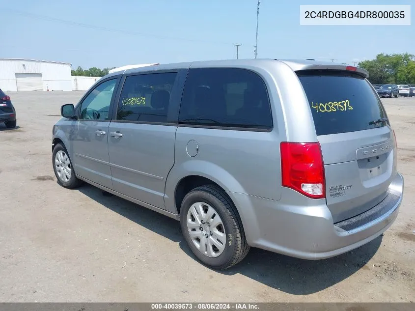 2013 Dodge Grand Caravan Se VIN: 2C4RDGBG4DR800035 Lot: 40039573