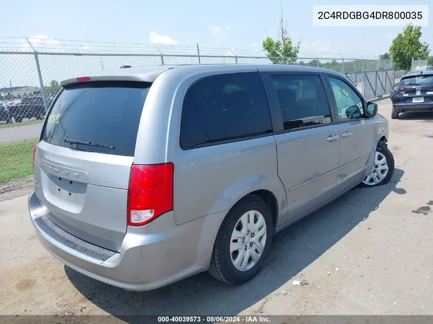 2013 Dodge Grand Caravan Se VIN: 2C4RDGBG4DR800035 Lot: 40039573