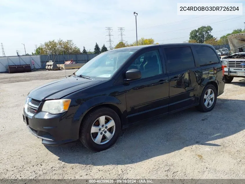 2013 Dodge Grand Caravan Se VIN: 2C4RDGBG3DR726204 Lot: 40359620