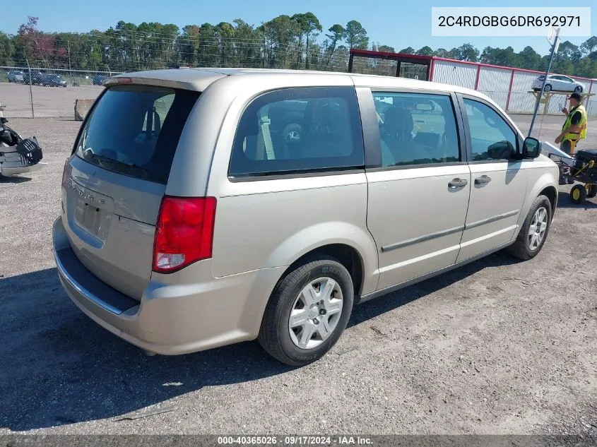 2013 Dodge Grand Caravan American Value Pkg VIN: 2C4RDGBG6DR692971 Lot: 40365026