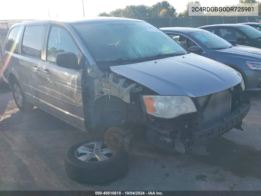 2013 Dodge Grand Caravan Se VIN: 2C4RDGBG0DR725981 Lot: 40510618