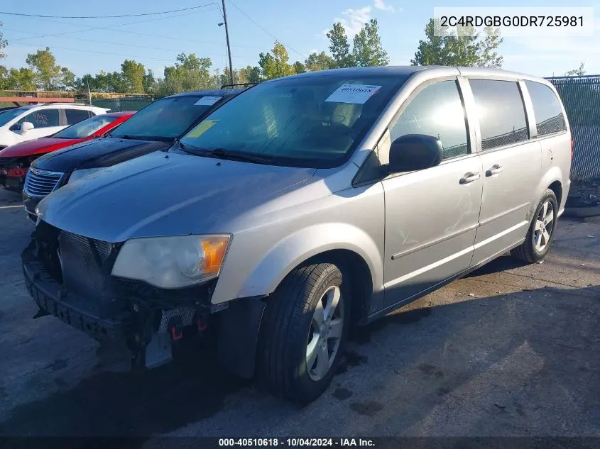 2013 Dodge Grand Caravan Se VIN: 2C4RDGBG0DR725981 Lot: 40510618