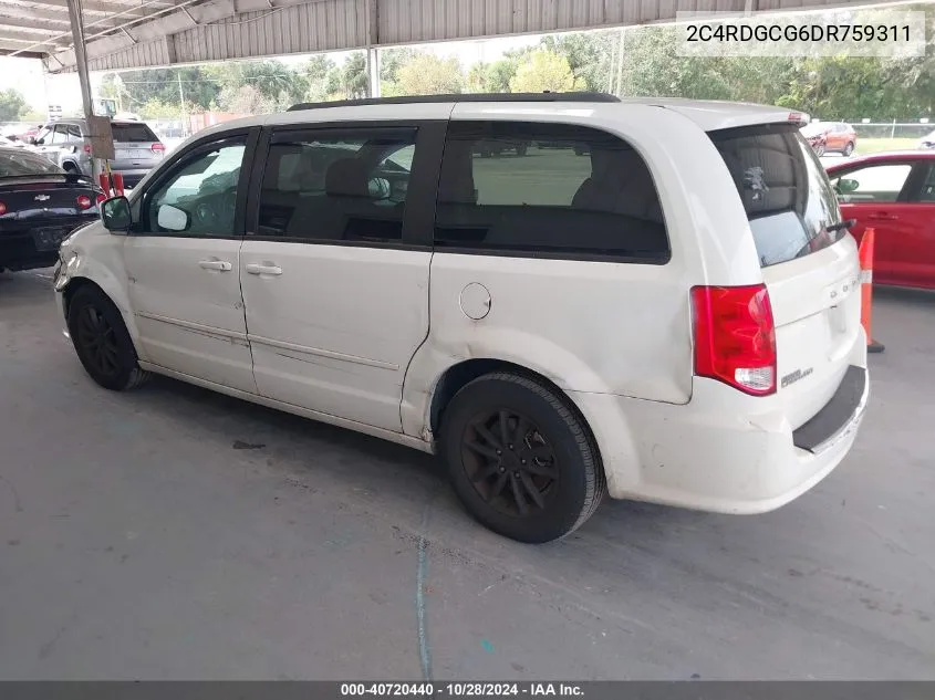 2013 Dodge Grand Caravan Sxt VIN: 2C4RDGCG6DR759311 Lot: 40720440