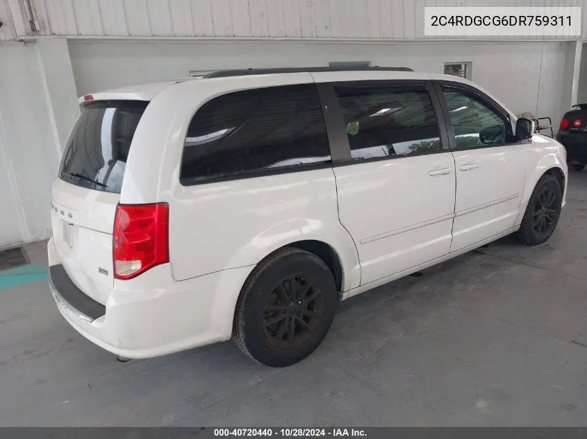 2013 Dodge Grand Caravan Sxt VIN: 2C4RDGCG6DR759311 Lot: 40720440