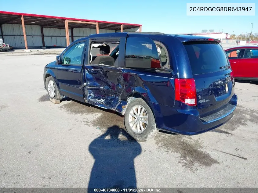 2013 Dodge Grand Caravan Sxt VIN: 2C4RDGCG8DR643947 Lot: 40734808