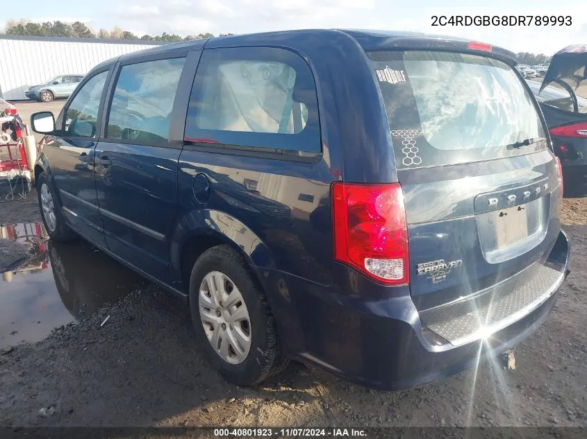 2013 Dodge Grand Caravan American Value Pkg VIN: 2C4RDGBG8DR789993 Lot: 40801923