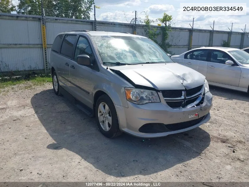 2014 Dodge Grand Caravan Se VIN: 2C4RDGBG3ER334549 Lot: 12077496