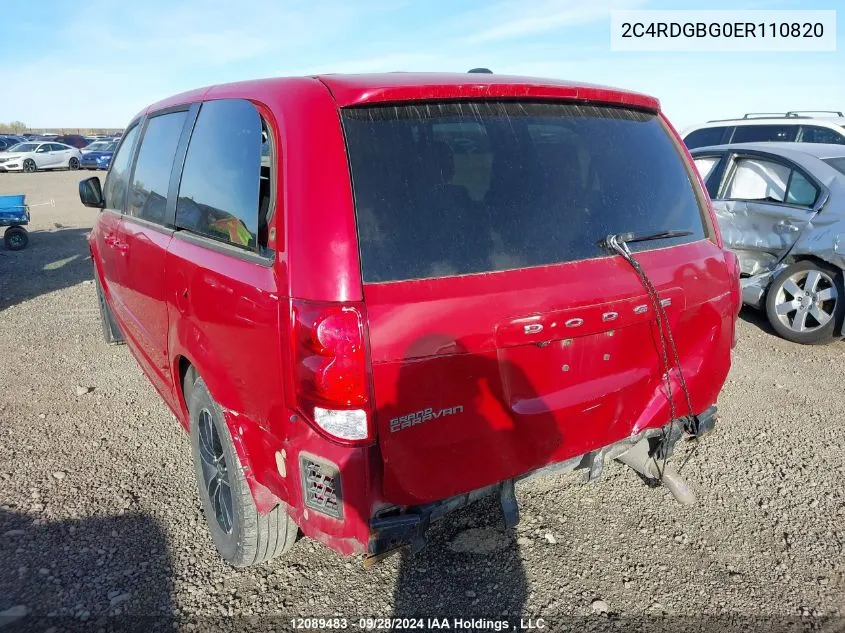 2014 Dodge Grand Caravan Se VIN: 2C4RDGBG0ER110820 Lot: 12089483