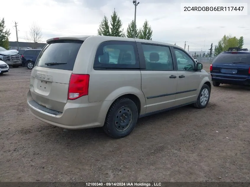 2014 Dodge Grand Caravan Se VIN: 2C4RDGBG6ER117447 Lot: 12100340