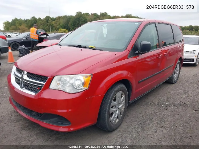 2014 Dodge Grand Caravan Se VIN: 2C4RDGBG6ER331578 Lot: 12106751