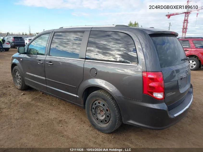 2014 Dodge Grand Caravan Se/Sxt VIN: 2C4RDGBGXER189610 Lot: 12111825