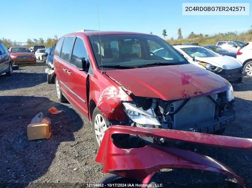 2C4RDGBG7ER242571 2014 Dodge Grand Caravan Se/Sxt