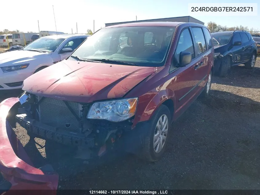 2014 Dodge Grand Caravan Se/Sxt VIN: 2C4RDGBG7ER242571 Lot: 12114662