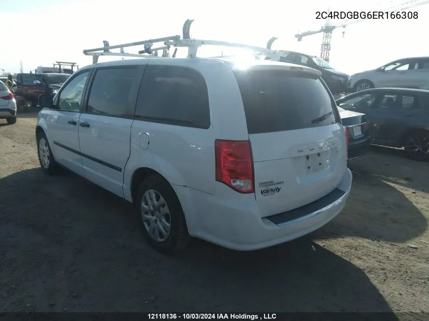 2014 Dodge Grand Caravan Se VIN: 2C4RDGBG6ER166308 Lot: 12118136