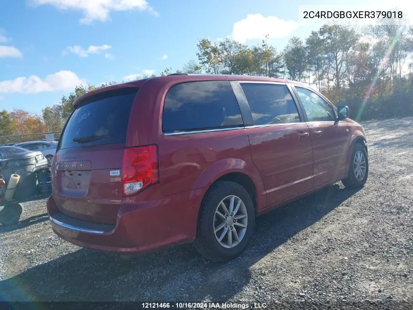 2014 Dodge Grand Caravan Se/Sxt VIN: 2C4RDGBGXER379018 Lot: 12121466