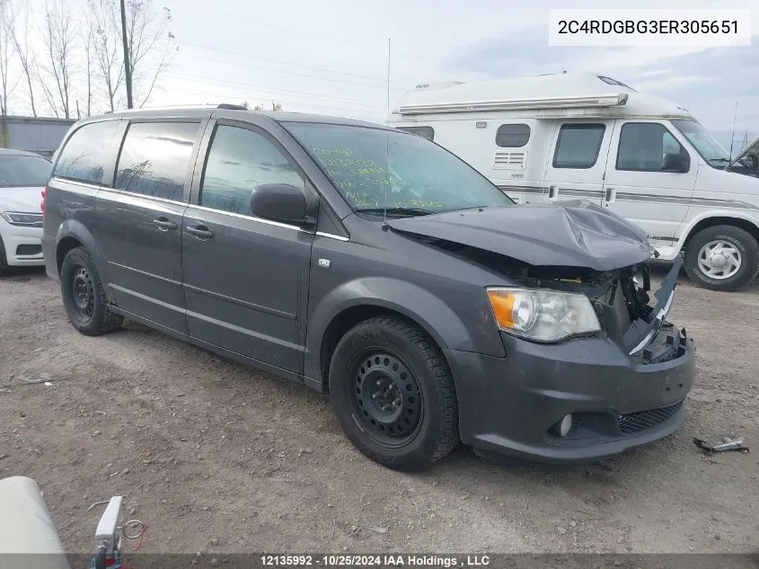 2014 Dodge Grand Caravan Se/Sxt VIN: 2C4RDGBG3ER305651 Lot: 12135992