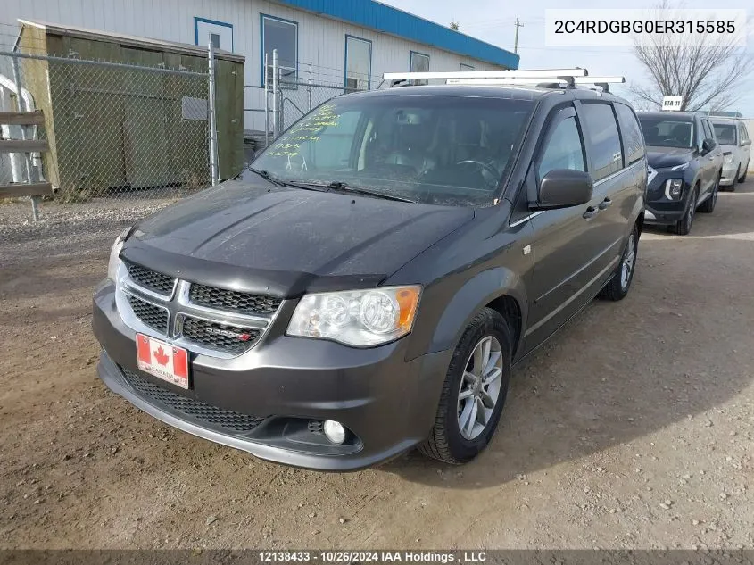 2014 Dodge Grand Caravan Se VIN: 2C4RDGBG0ER315585 Lot: 12138433