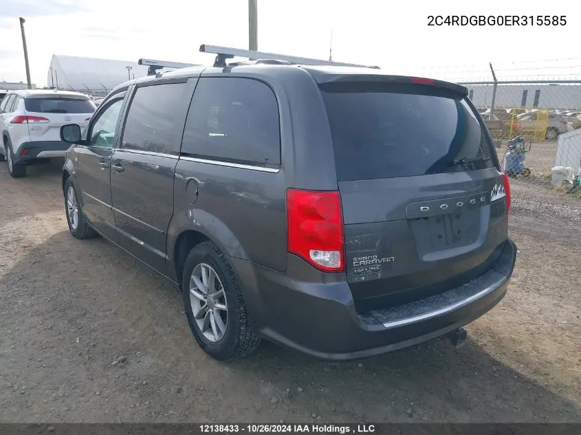 2014 Dodge Grand Caravan Se VIN: 2C4RDGBG0ER315585 Lot: 12138433