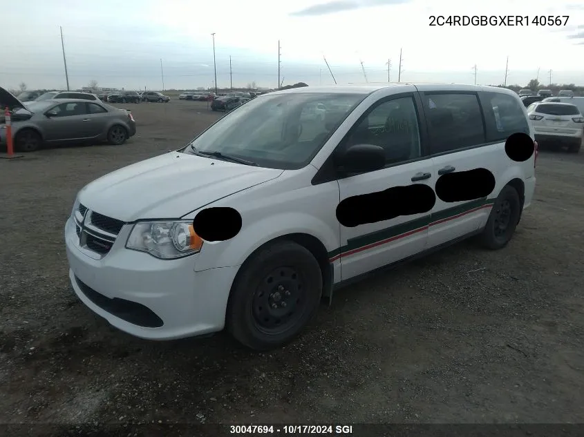 2C4RDGBGXER140567 2014 Dodge Grand Caravan Se