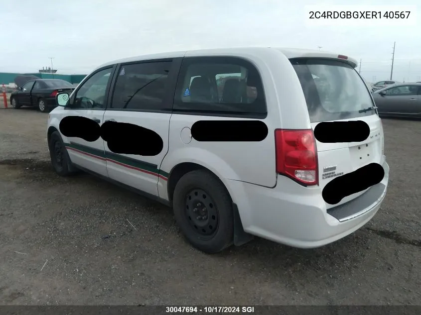 2014 Dodge Grand Caravan Se VIN: 2C4RDGBGXER140567 Lot: 30047694