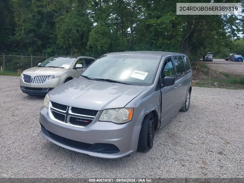 2014 Dodge Grand Caravan Se VIN: 2C4RDGBG6ER389819 Lot: 40014161