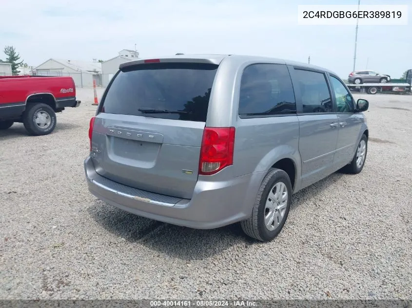 2014 Dodge Grand Caravan Se VIN: 2C4RDGBG6ER389819 Lot: 40014161