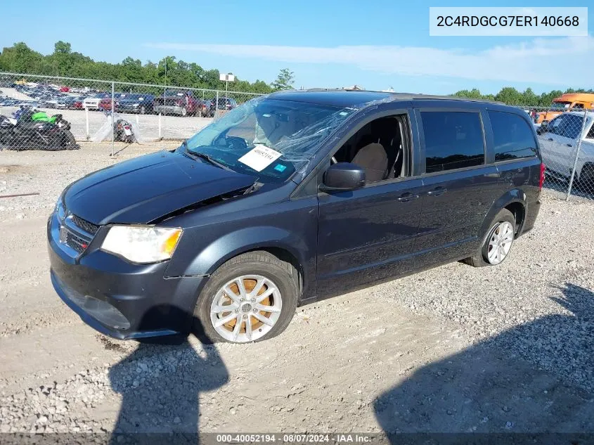 2014 Dodge Grand Caravan Sxt VIN: 2C4RDGCG7ER140668 Lot: 40052194