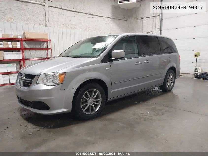 2014 Dodge Grand Caravan Se 30Th Anniversary VIN: 2C4RDGBG4ER194317 Lot: 40098275