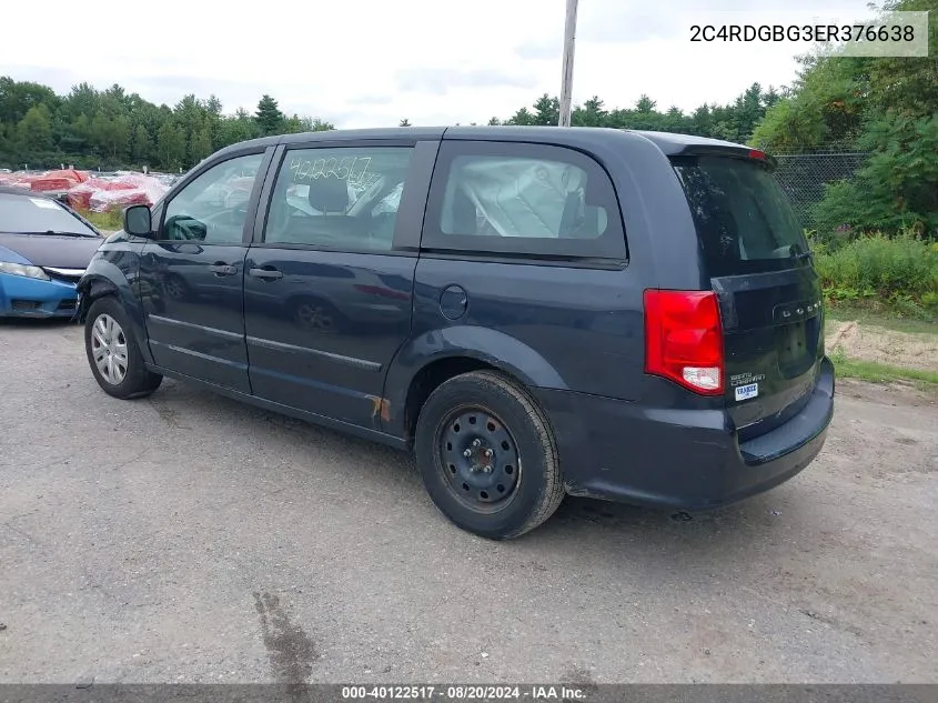 2014 Dodge Grand Caravan American Value Pkg VIN: 2C4RDGBG3ER376638 Lot: 40122517