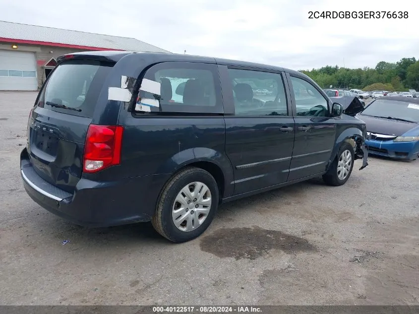 2014 Dodge Grand Caravan American Value Pkg VIN: 2C4RDGBG3ER376638 Lot: 40122517