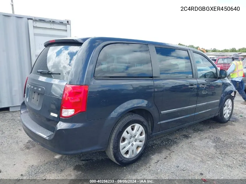 2014 Dodge Grand Caravan American Value Pkg VIN: 2C4RDGBGXER450640 Lot: 40256233