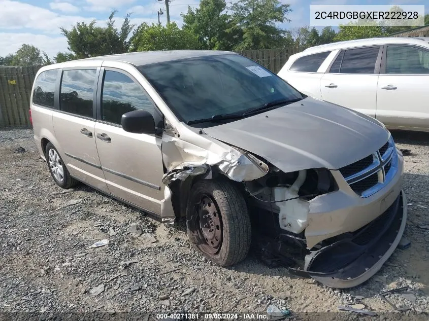 2014 Dodge Grand Caravan American Value Pkg VIN: 2C4RDGBGXER222928 Lot: 40271381