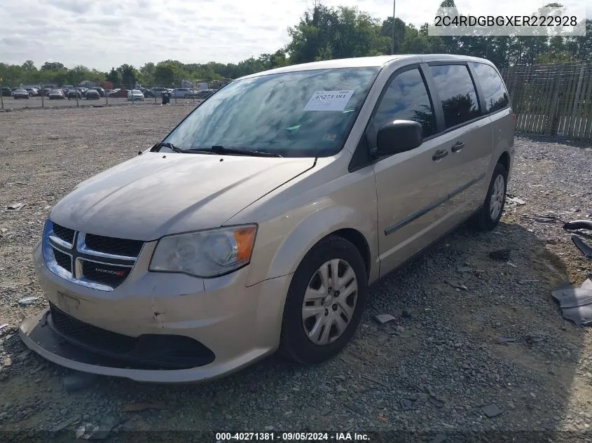 2014 Dodge Grand Caravan American Value Pkg VIN: 2C4RDGBGXER222928 Lot: 40271381