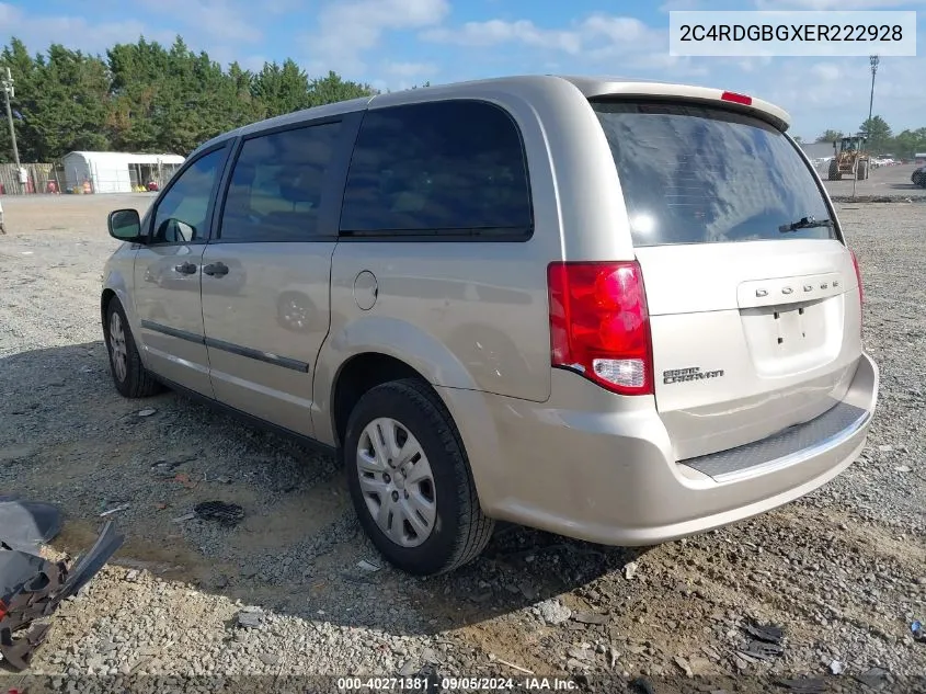 2014 Dodge Grand Caravan American Value Pkg VIN: 2C4RDGBGXER222928 Lot: 40271381