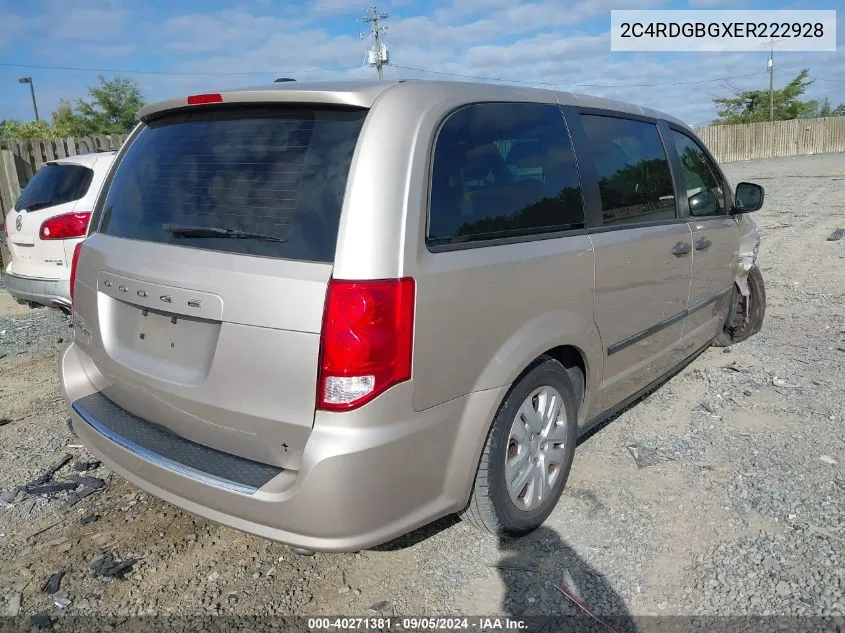 2014 Dodge Grand Caravan American Value Pkg VIN: 2C4RDGBGXER222928 Lot: 40271381