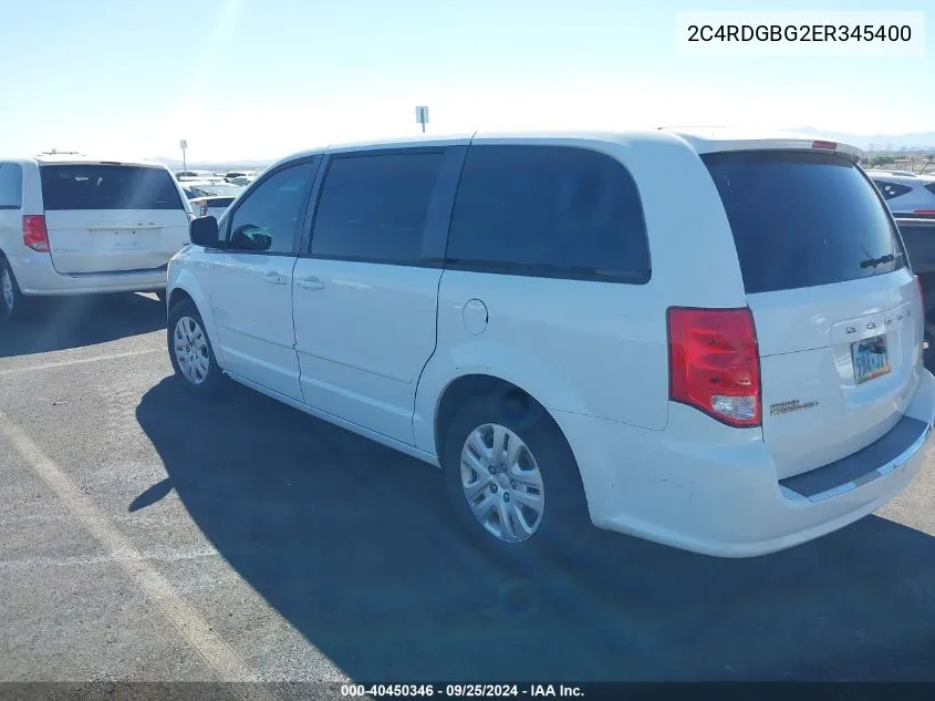 2014 Dodge Grand Caravan Avp/Se VIN: 2C4RDGBG2ER345400 Lot: 40450346