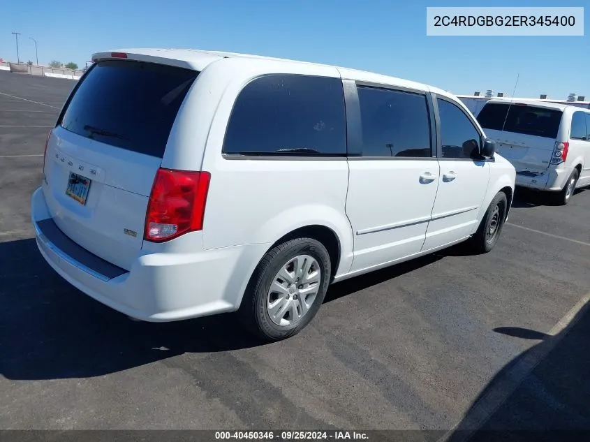 2014 Dodge Grand Caravan Avp/Se VIN: 2C4RDGBG2ER345400 Lot: 40450346