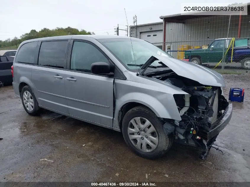 2014 Dodge Grand Caravan Se VIN: 2C4RDGBG2ER378638 Lot: 40467436