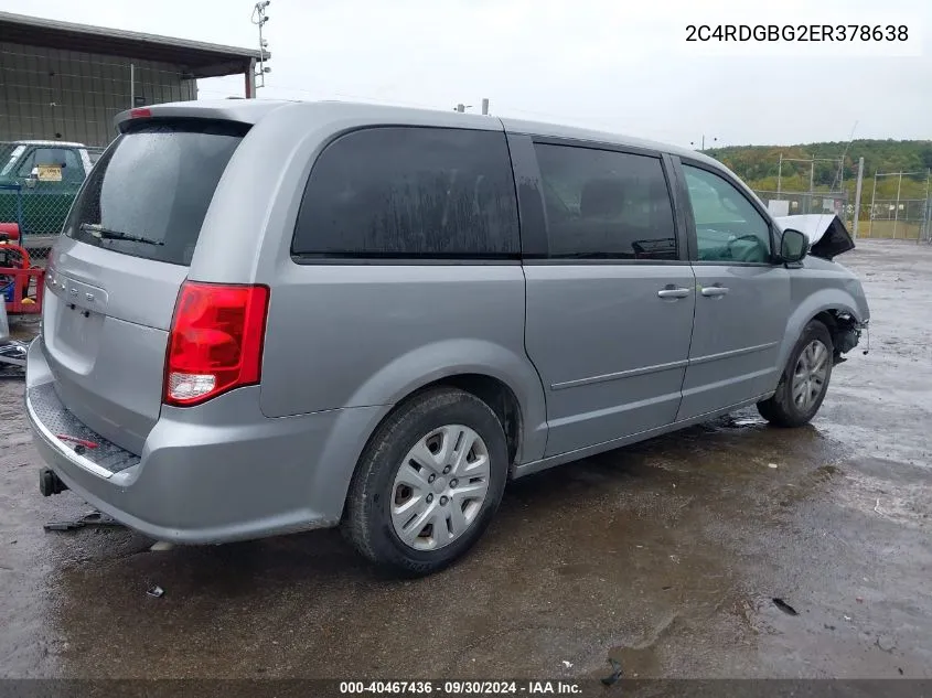 2014 Dodge Grand Caravan Se VIN: 2C4RDGBG2ER378638 Lot: 40467436